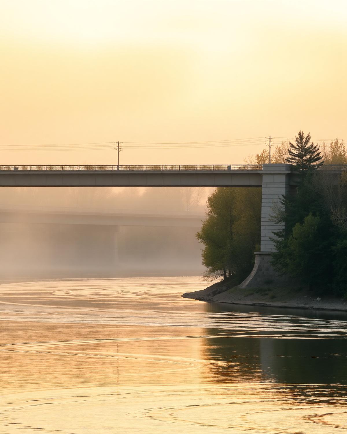 Monroe Street Bridge and downtown Spokane in early morning fog